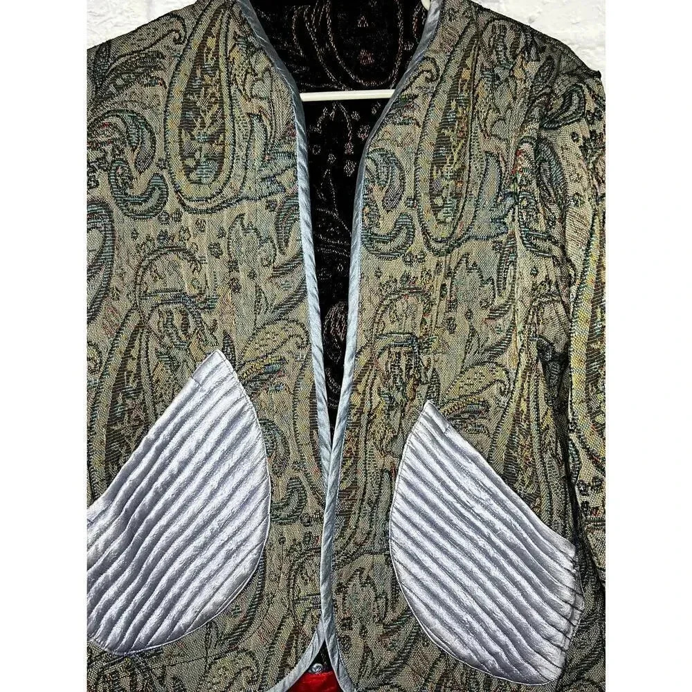 Parsley & Sage reversible tapestry paisley print cotton silk Jacket, size S. - Picture 9 of 16